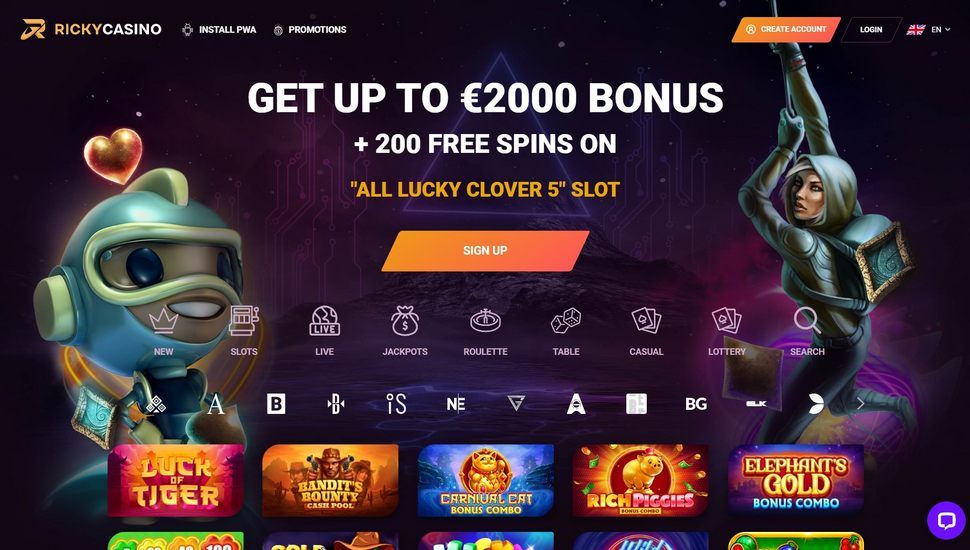 Ricky Casino main page