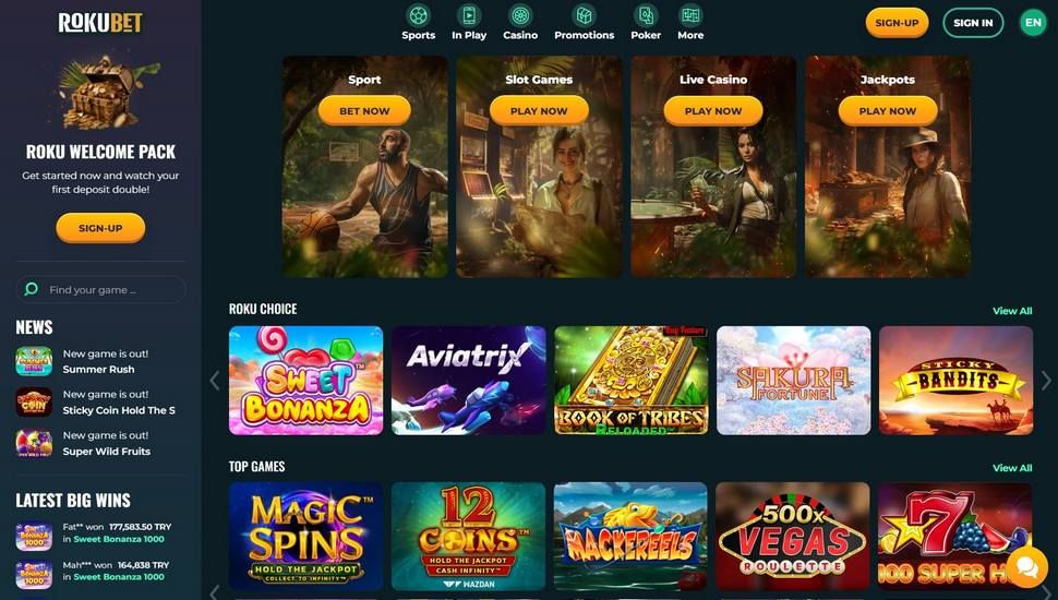 Rokubet casino main page