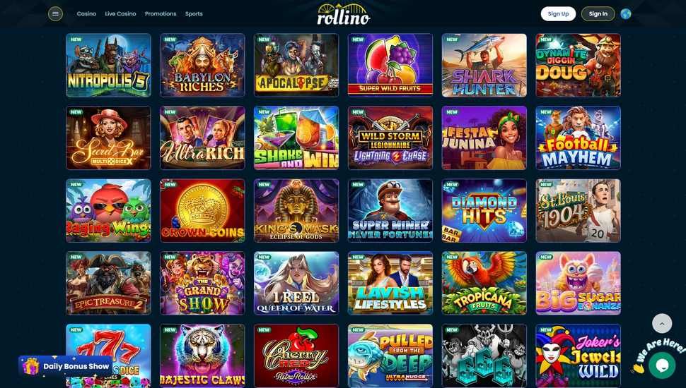 Rollino casino slots page
