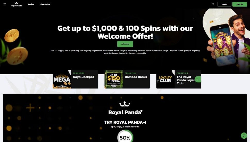 Royal Panda casino main page