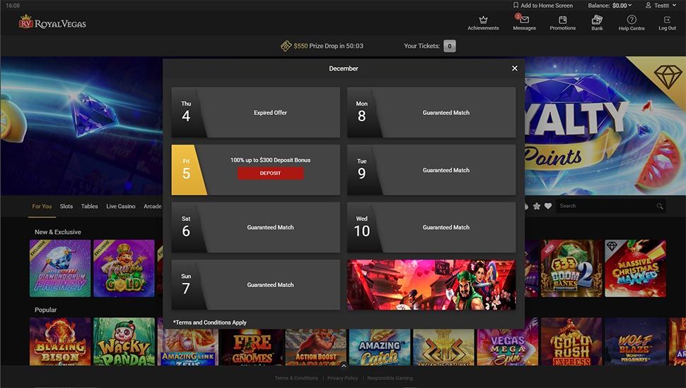 Royal Vegas promotions