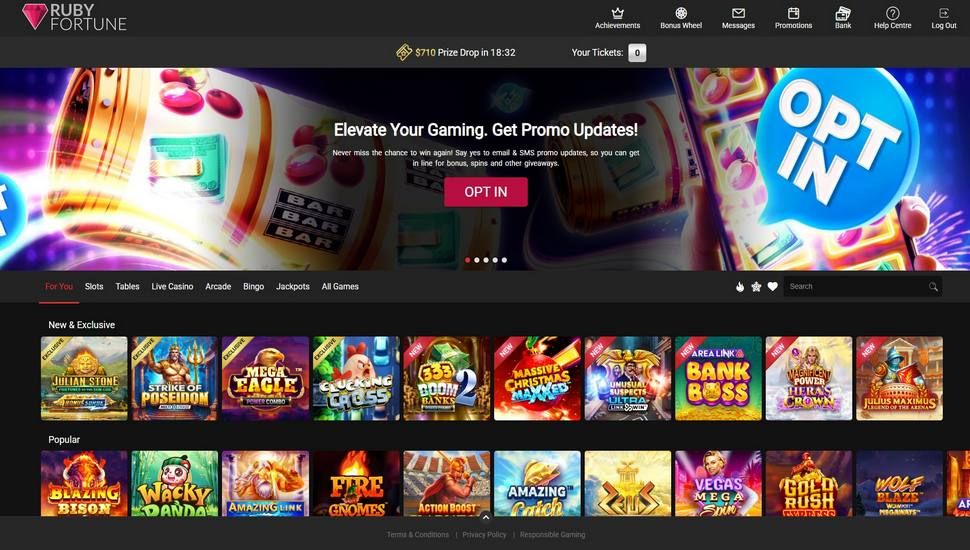 Ruby Fortune casino slots page