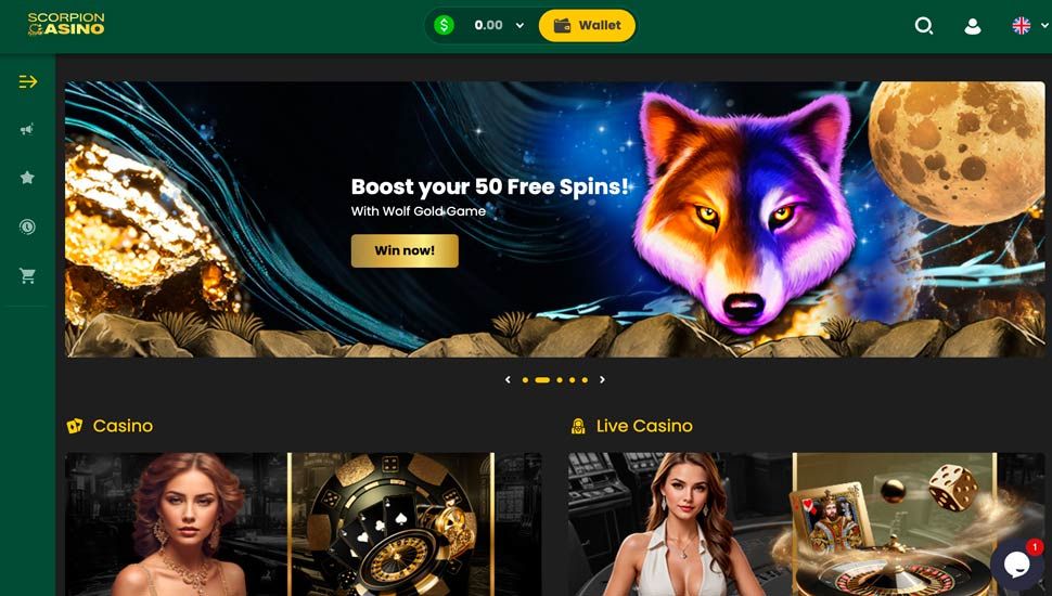 Scorpion.casino main page