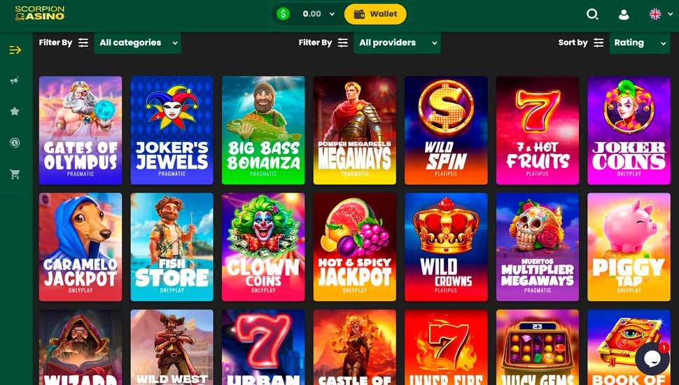 Scorpion.casino slots page