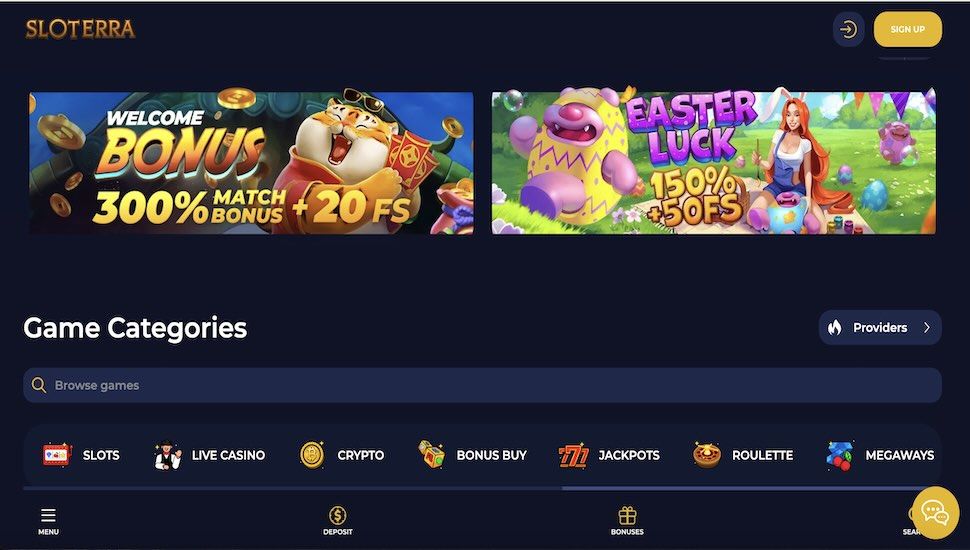 Sloterra casino main page
