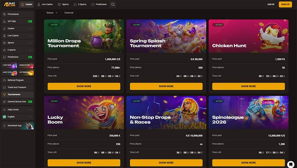SlotLair Casino - list of tournaments