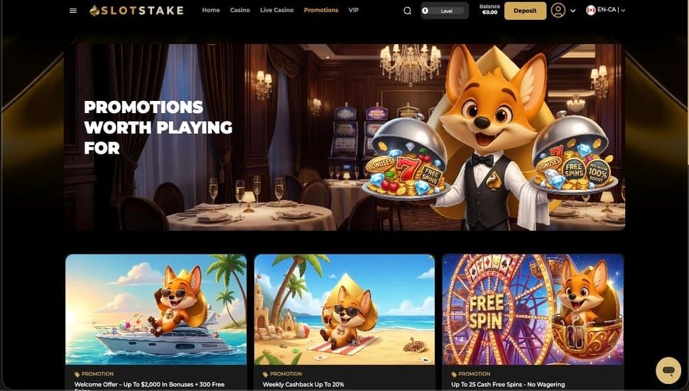 Slotstake casino bonus page