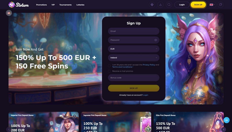 Slotum casino main page