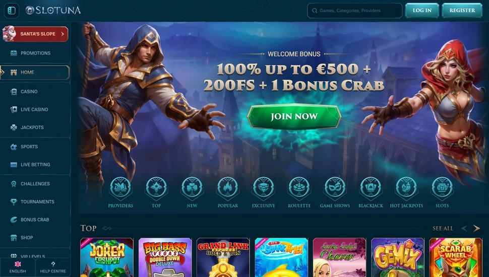 Slotuna casino main page