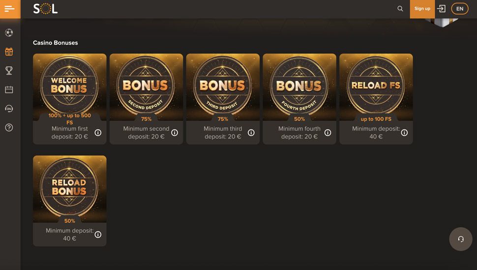 Sol Casino Bonuses