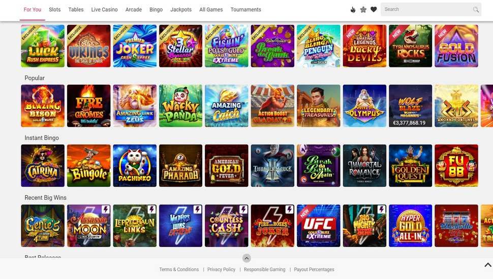 Spin Casino slots page