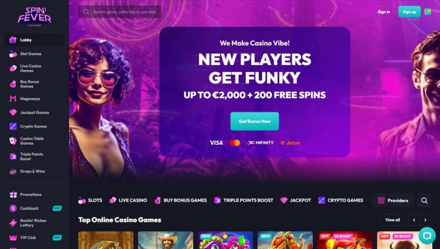Spinfever casino main page