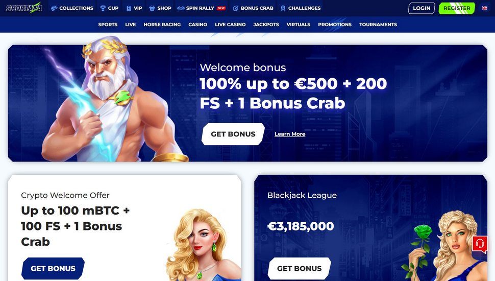 Sportaza casino bonus page