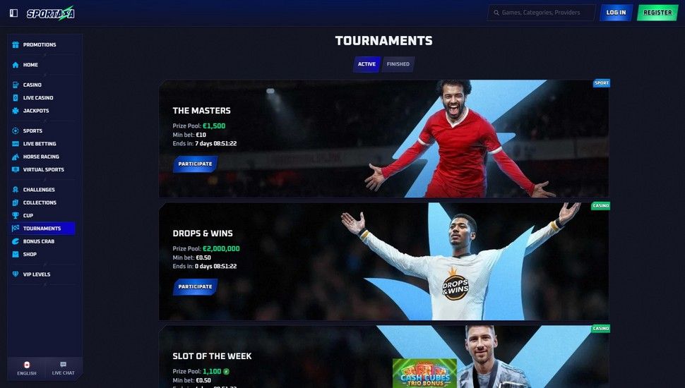 Sportaza casino tournaments page