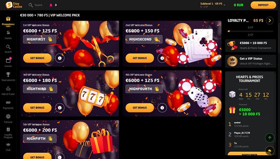 Stay casino bonus page