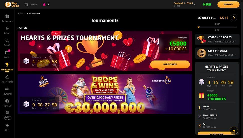 Stay casino tournaments page