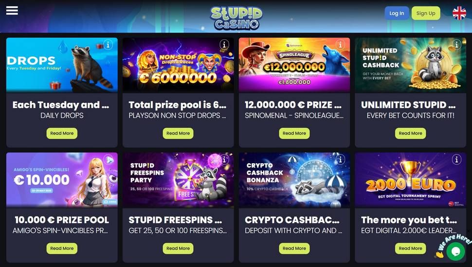 Stupid Casino bonus page