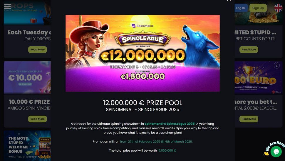 Stupid Casino tournaments page