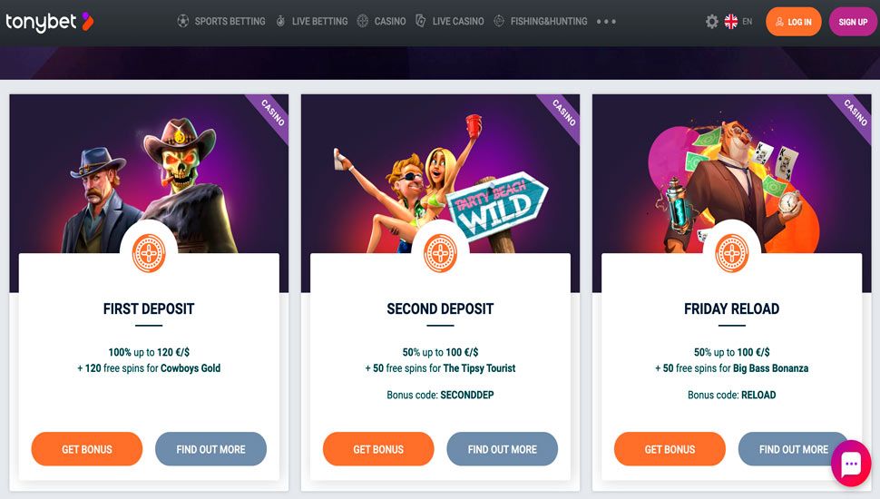 Tonybet casino bonuses