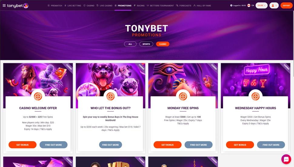 Tonybet promotions