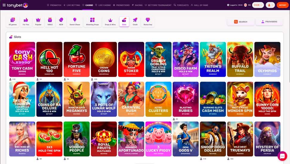 Tonybet slots