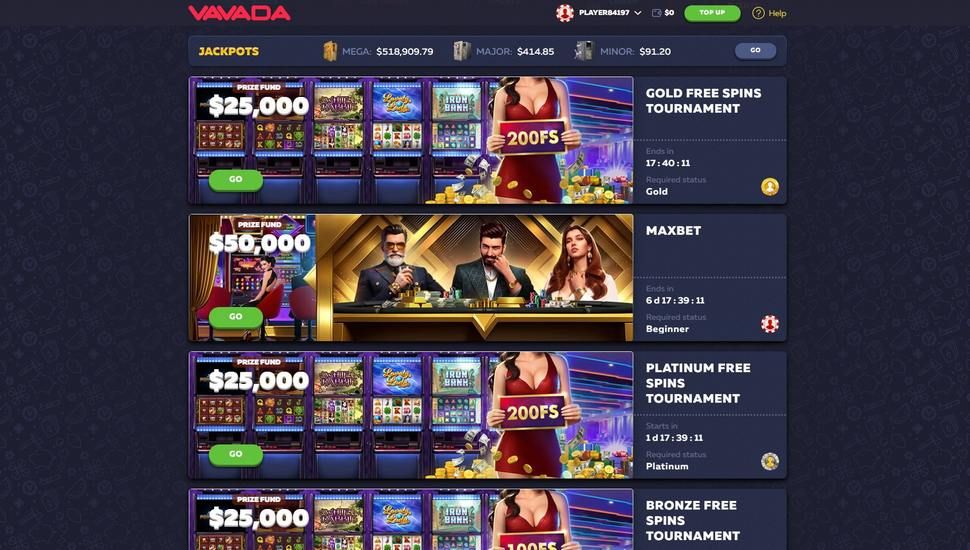 Vavada casino tournaments page