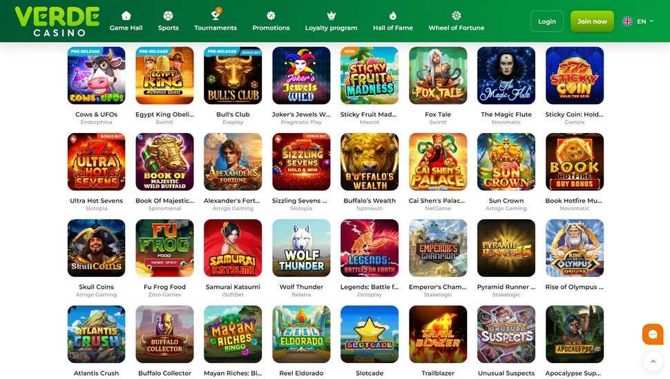 Verde casino slots page