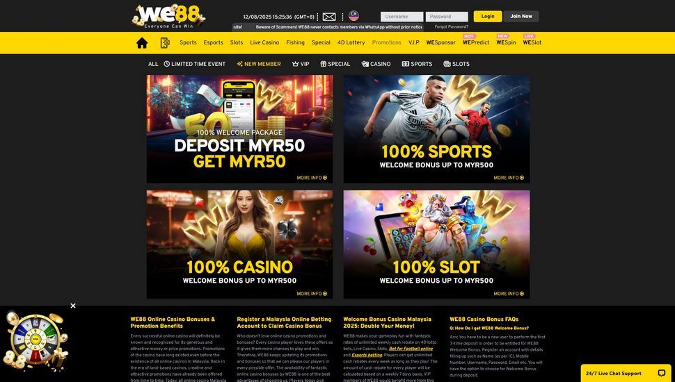 WE88 casino bonus page