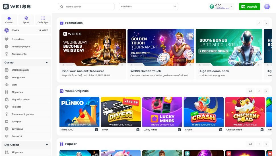 Weiss Casino main page