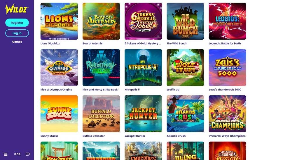 Wildz casino slots page