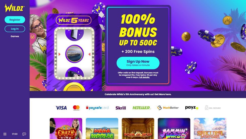 Wildz casino main page