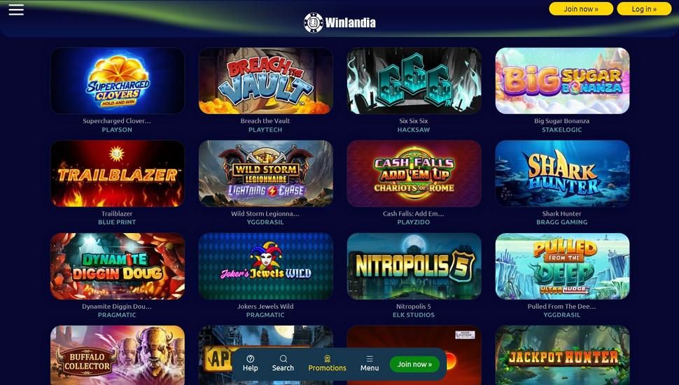 Winlandia casino slots page