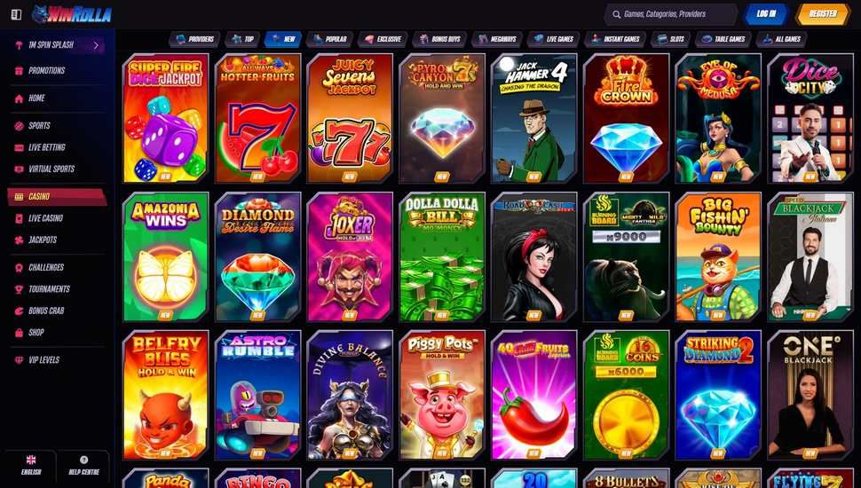 WinRolla casino slots page