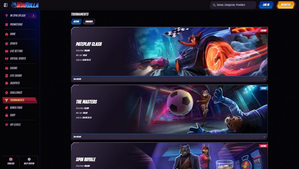 WinRolla casino tournaments page