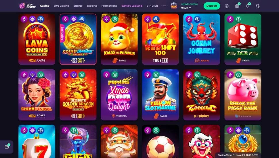 Winspirit casino slots page