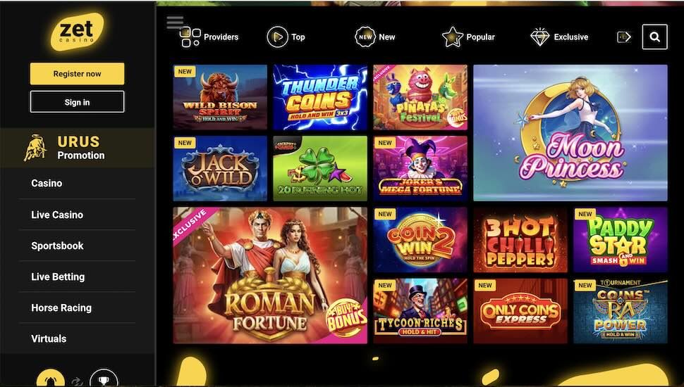 Zetcasino casino Games