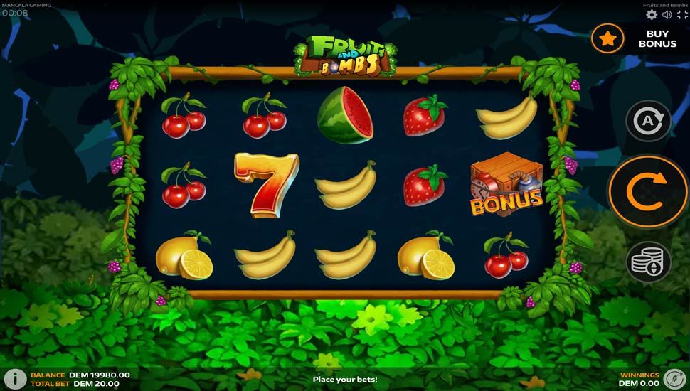 Fruits and Bombs slot gameplay