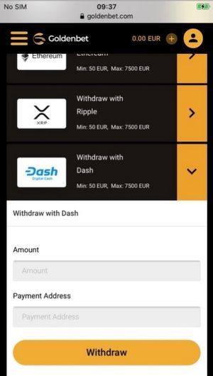 Dash payment withdrawal - Step 3