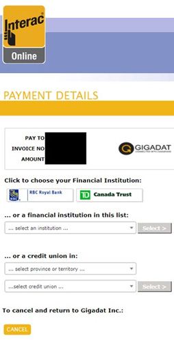 how to register Interac step 2