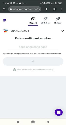 Deposit with MasterCard - Step 4