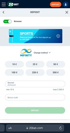 Mifinity payment deposit - step 4