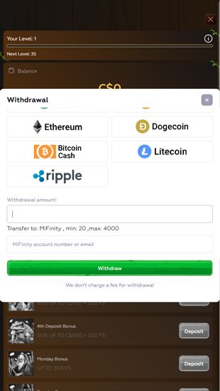Mifinity payment withdraw - step 3
