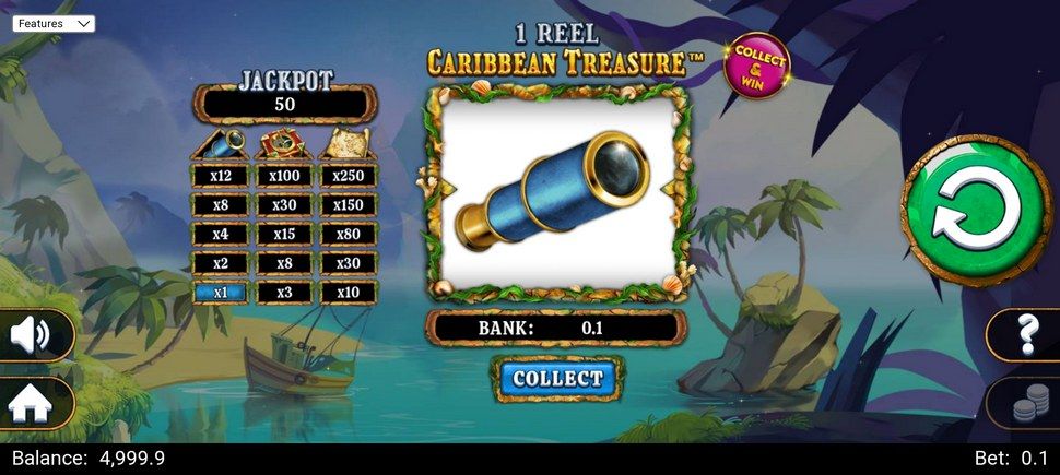 1 Reel Caribbean Treasure slot Mobile