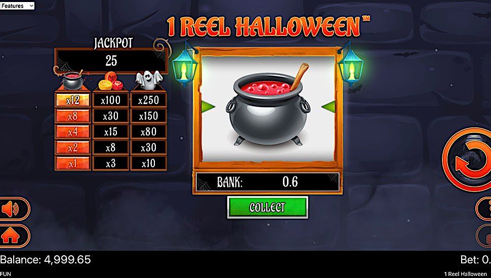 1 Reel Halloween slot Progressive Symbol Wins