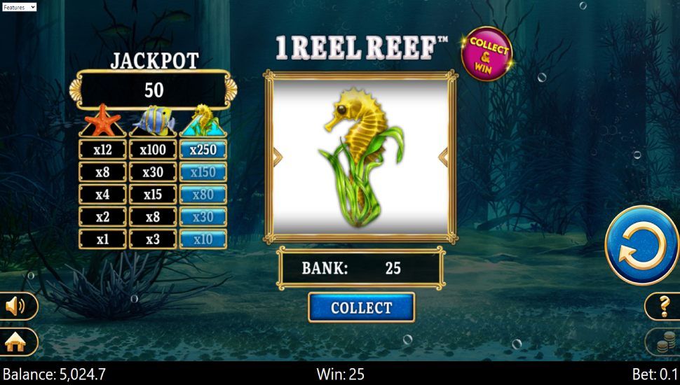1 reel reef slot - feature