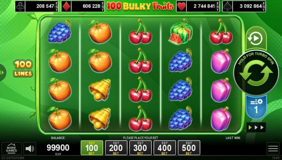 100 Bulky Fruits Slot Mobile