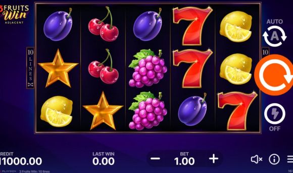 3 Fruits Win: 10 Lines