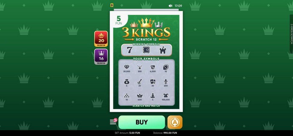 3 Kings Scratch game mobile