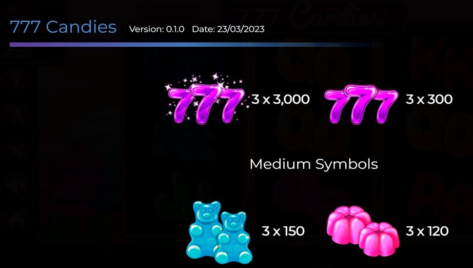 777 Candies slot paytable