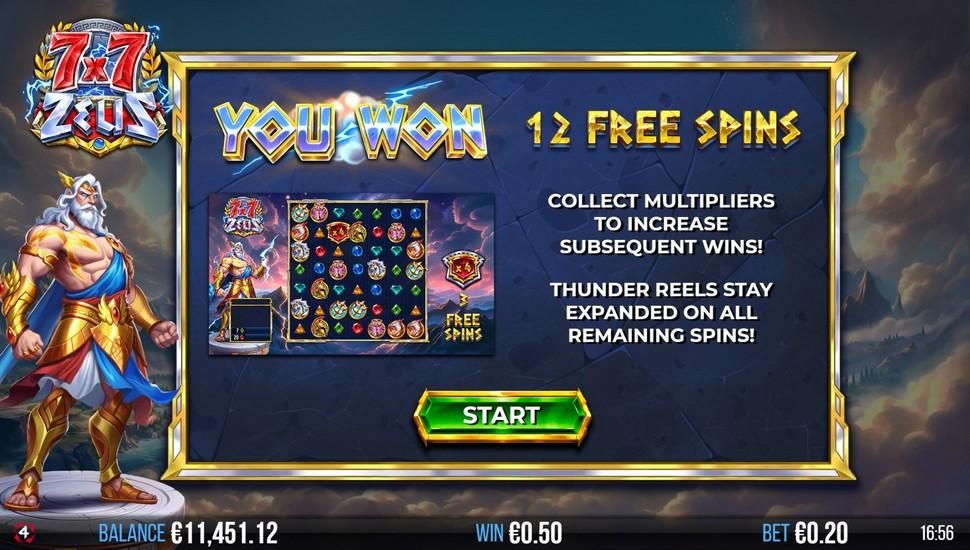 7x7 Zeus slot free spins